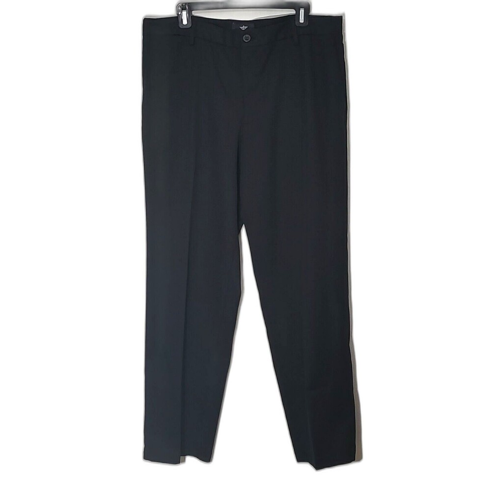 Dockers Black Dress Pants 38X31 Straight Fit Flat Front 100% Polyester C…